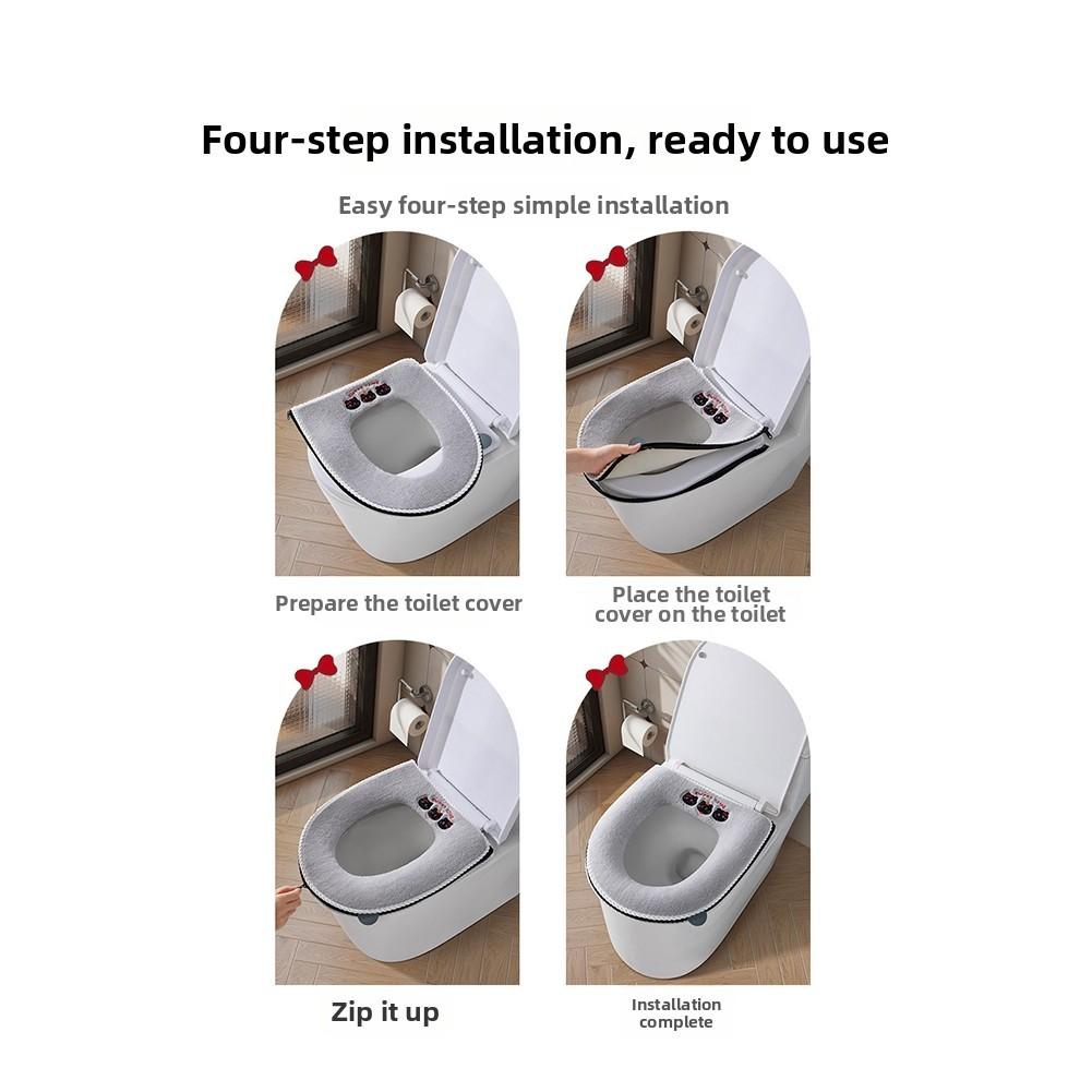 Plush Fabric Toilet Seat Cover U-shaped Toilet Seat Zipper Installation