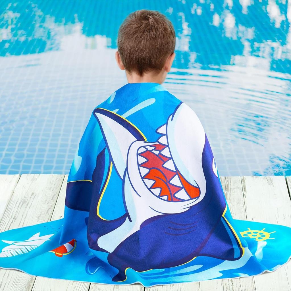 Kids Beach Towel for Boys Shark Sand Free Swim Towels Pool Beach Towel Quick Dry Absorbent Super Soft Beach Blanket Camping
