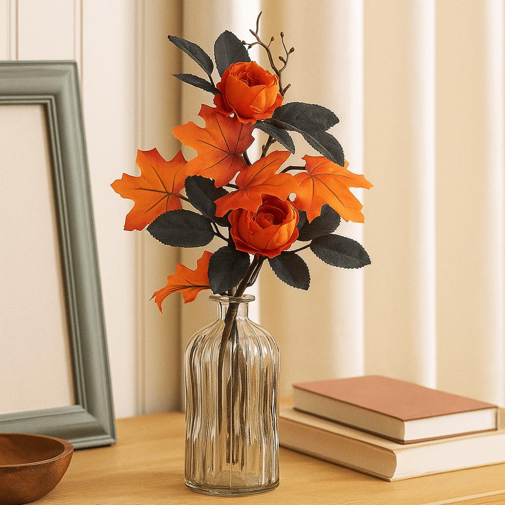 Vibrant Colors Halloween Simulated Flowers Decorative Maple Leaf Bouquet Dining Table