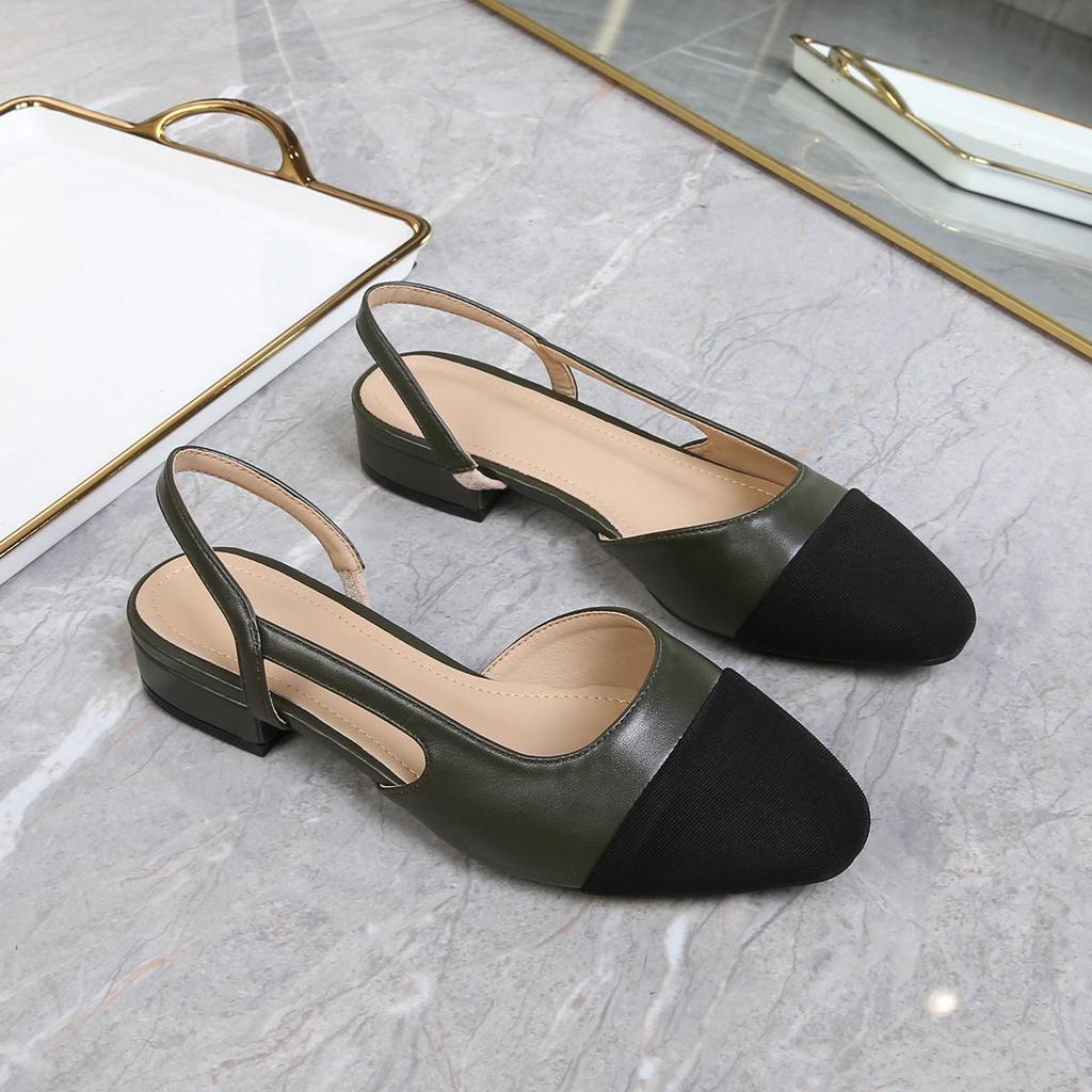 Women's Plus Size Chunky Heel Sandals: Open Toe, Low & Mid Heel, Flat & Backless, Color Block Design.