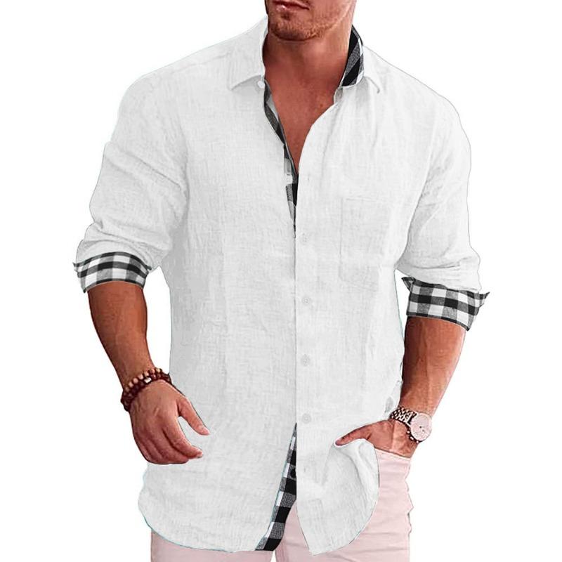 Men s Shirt Long Sleeve Autumn Casual Men s Cotton and Linen Shirt Men s Shirt Men s S белый