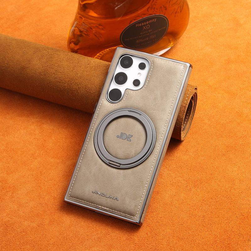 360 Rotating Samsung S23Ultra Mobile Phone Case For Galaxy24Plus Magnetic Bracket Simple 24U Leather Case