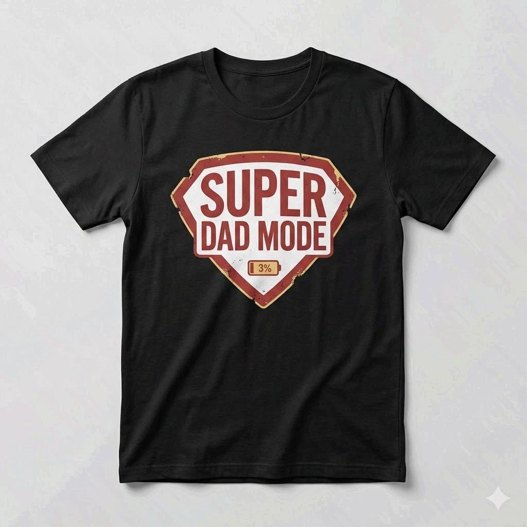 Super Dad Mode 3% Battery Funny Father s Day Dad T-Shirt XXXL