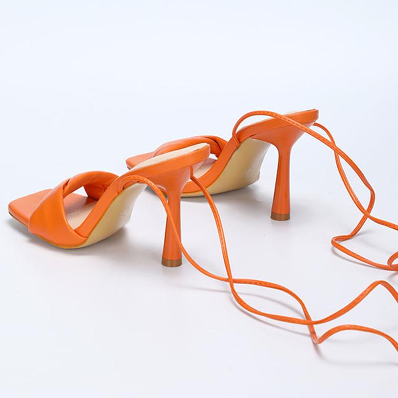 Summer Women 11cm High Heels Sandals Sexy Lace Up Cross Strap Gladiator Sandles Lady Orange Catwalk Platform Fetish Shoes
