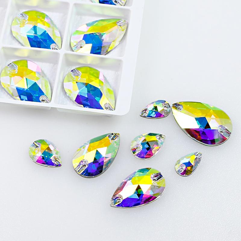 Dongzhou Waterdrop Sew On Rhinestones Flatback Crystal Loose Crystal Stone Beads Garment Shoes Diy Sewing Accessories