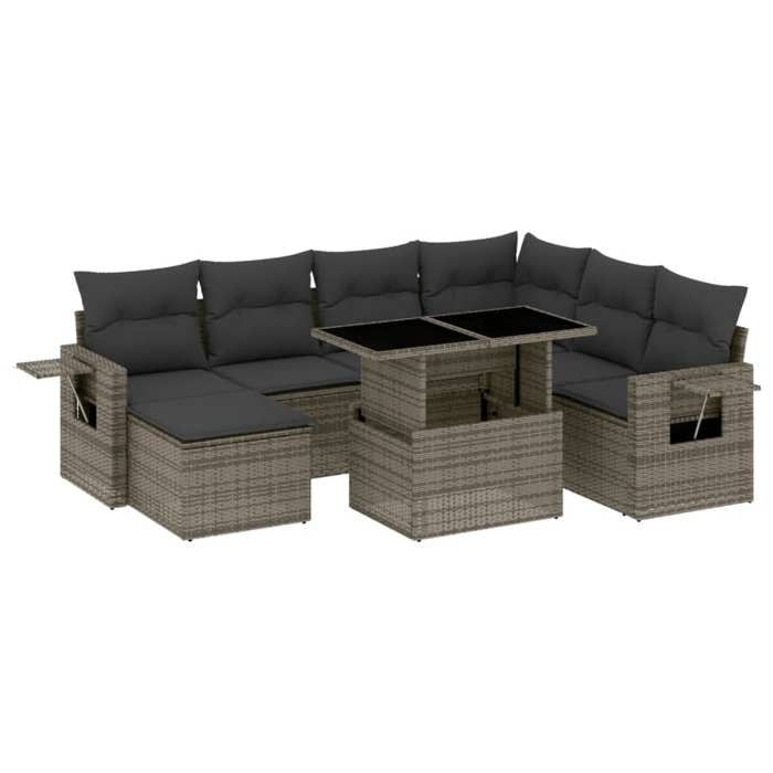 VidaXL Salon de jardin 8 pcs avec coussins gris résine tressée 3268070
