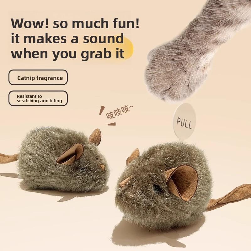 Simulated Birdsong, Mouse Calling, Mouse Intelligent Sensing, Light Touch, Sound, Plush Little Mouse, Cat Self-pleasure, Stuffy Toy
