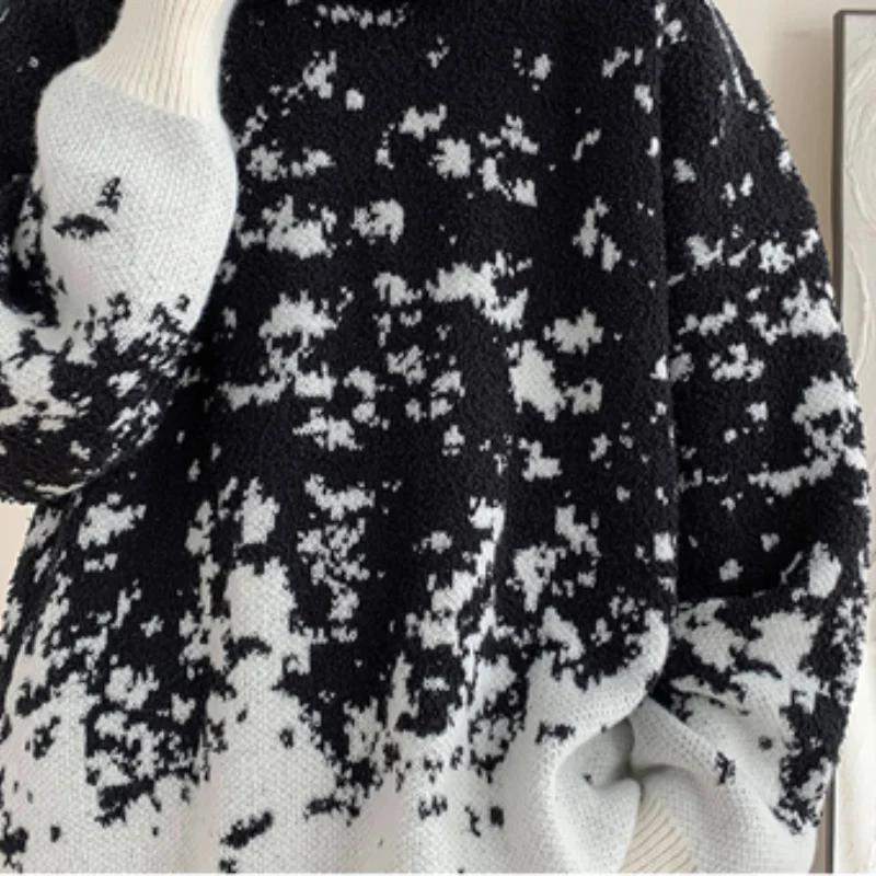 2026 Autumn Winter Men Christmas Pullover New Year's Red Sweater Men Thick Lazy Snowflake Sweater Male Loose Soft Black Sweater