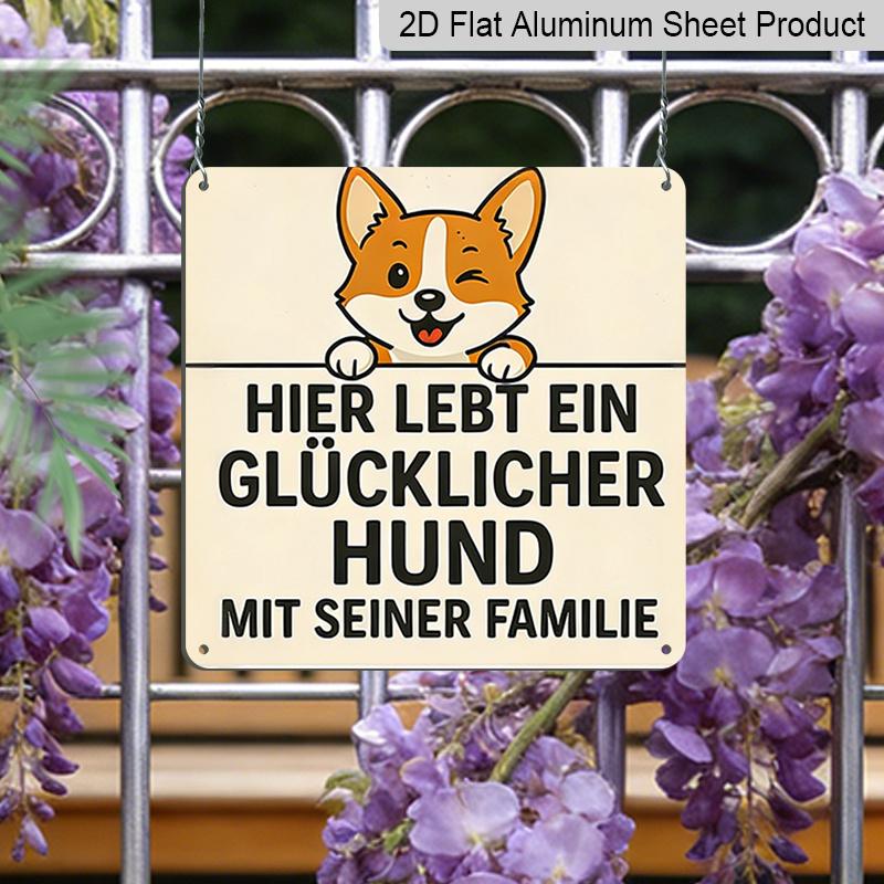 2D Flat, 1pc Vintage German Cocker Spaniel-like Dog Metal Sign - Retro Aluminum Wall Plaque with German Text "Your Dog Must Be Well-Behaved Here" for