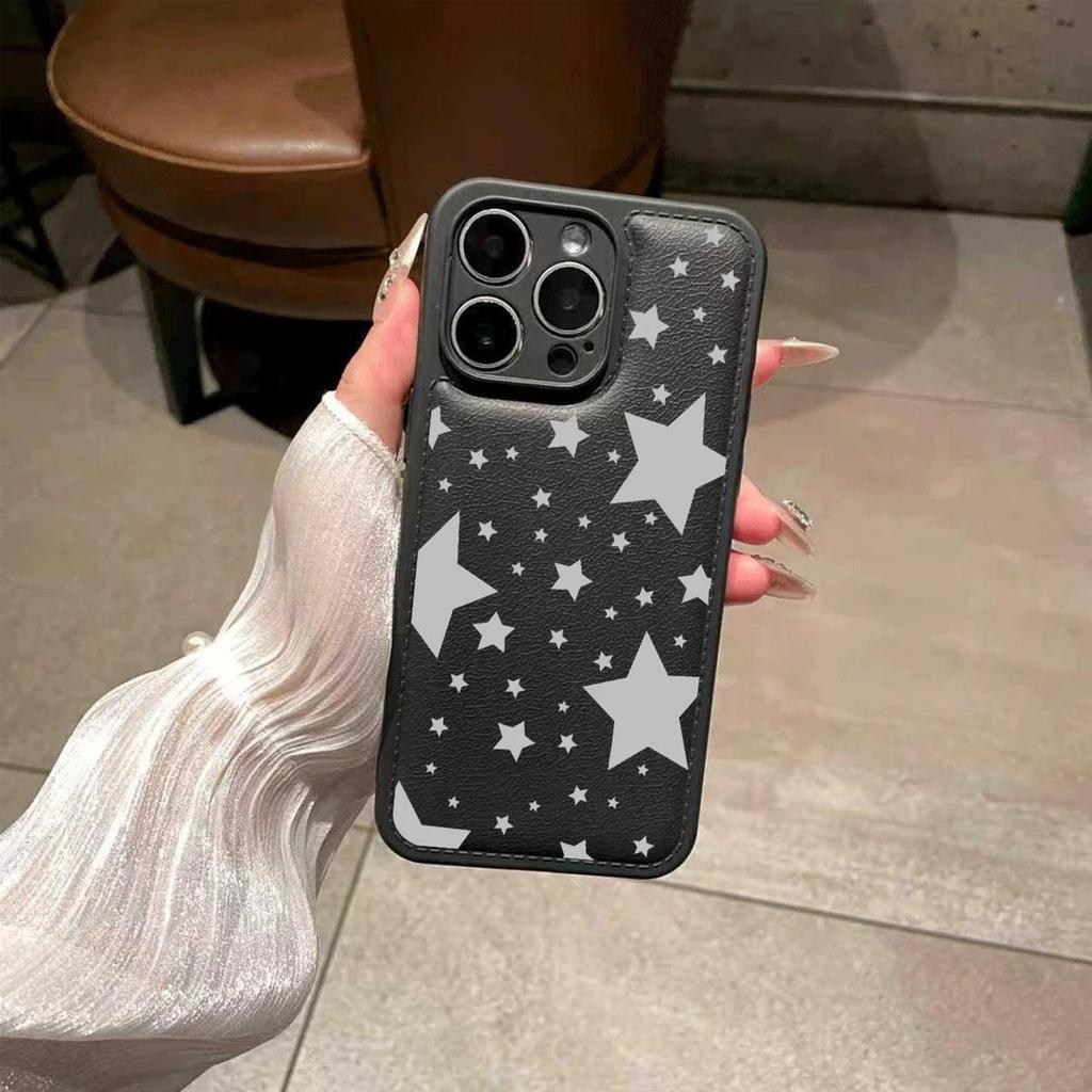 ins full screen stars suitable for Apple 17/16Promax mobile phone case IP15 drum bag air cushion 14 personality 13 fine holes