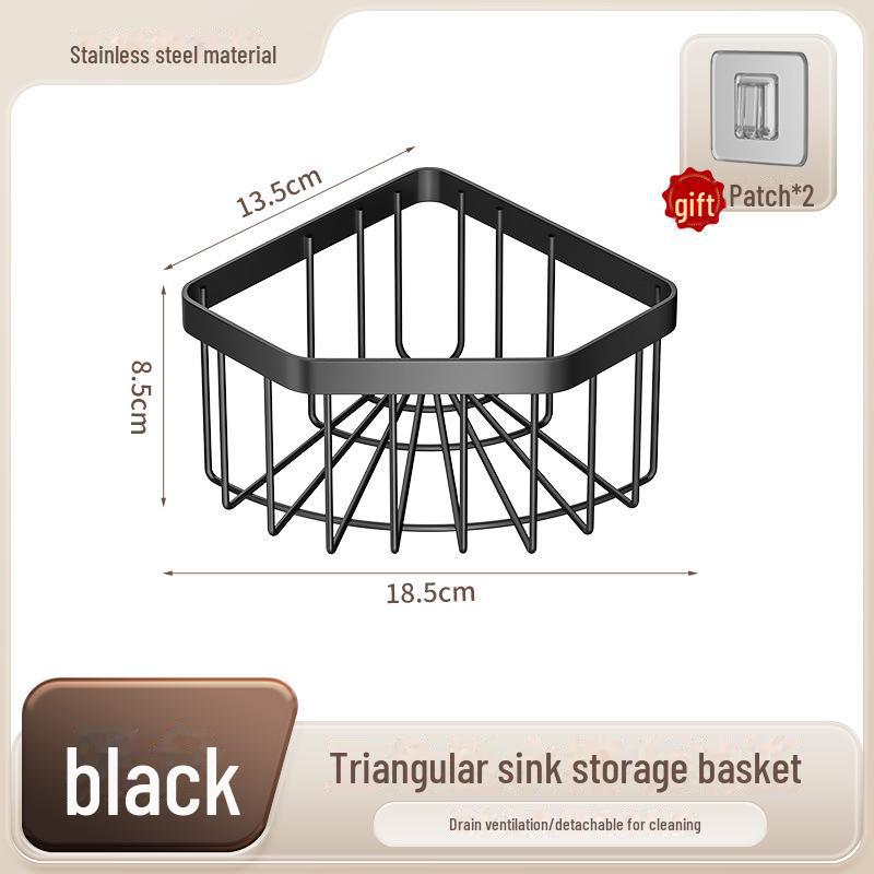 Eckschwammhalter aus Edelstahl – stanzfreies dreieckiges Waschbecken- und Badezimmerregal