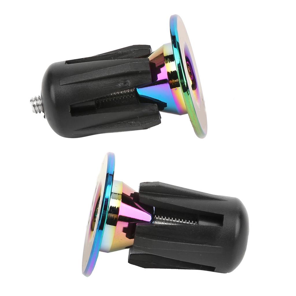 1Pair Bike Handlebar Grips Bar Ends Screw Plugs Electroplate Colorful Bicycle Cycling Accessory