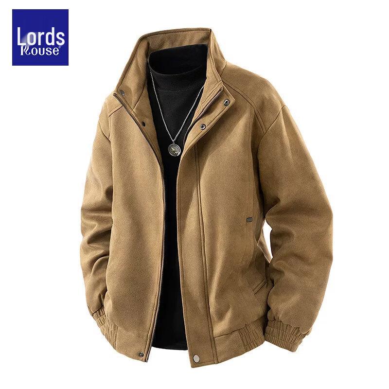 Luozi Men's Thermal Faux Suede Utility Jacket