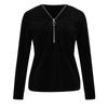 Women's Fashion Velvet Zipper Oversized Casual Long-Sleeve Top