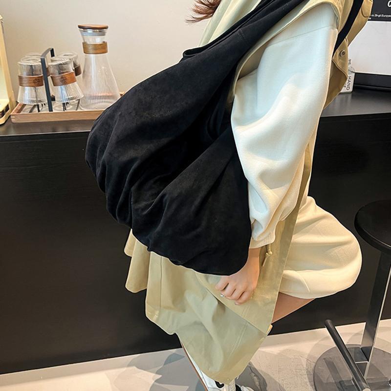 Yogodlns New Suede Tote Bag Women's Retro Matte Shoulder Bag High-end Large-capacity Commuting Versatile Shopper Handbags