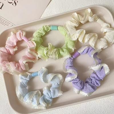 Frisches Spitze Puff Großdarm Haargummi Spitze Einfaches Pferdeschwanz Haarseil Hoch Elastisches Haargummi Gummiband Damen