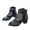 Mode 2025 Übergröße Mesh Damen Zehenfreie Stiefel Kristall Floral Reißverschluss hinten Knöchelsandalen Stiefel Stilvoll Retro Sommer Modern Klobige Absätze