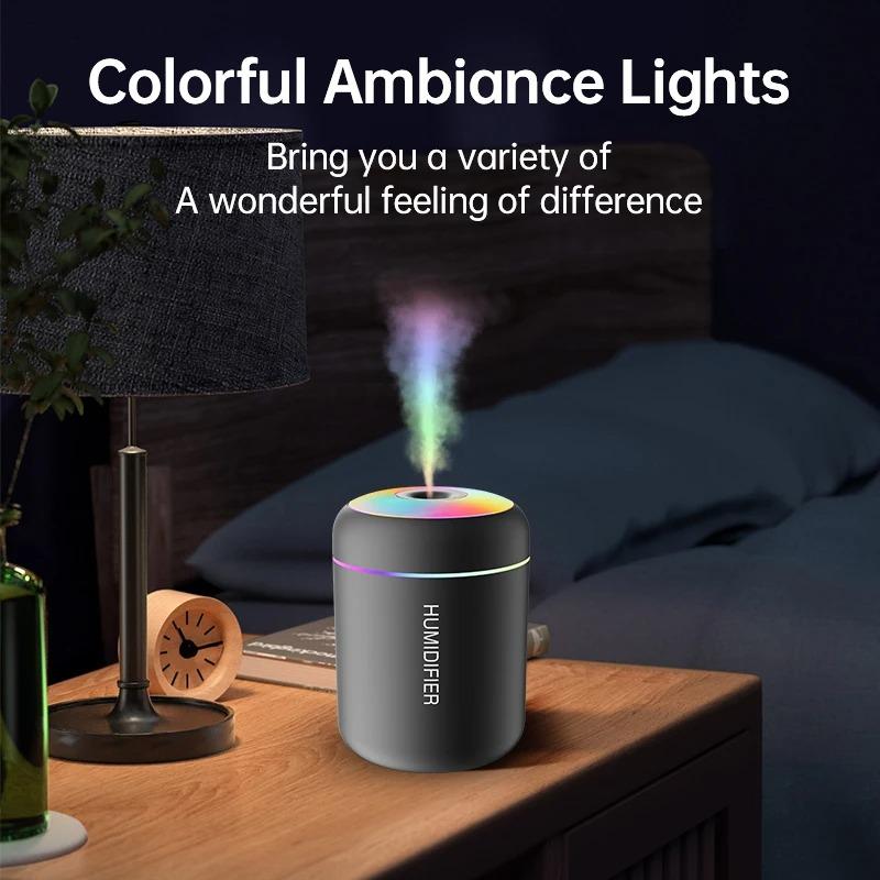 Mini Humidificateur d'Air 180ML USB Aromathérapie Diffuseur d'Arômes Électrique avec Lumières Colorées Purificateur d'Huiles Essentielles Créateur de Brume Lumières Pour Voiture Maison Chambre