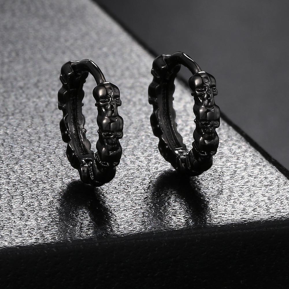 Rock Punk Style Skull Hoop Earrings For Men Women Silver Color Vintage Skeleton Earring Hip Hop Jewelry Halloween Gift OHE188