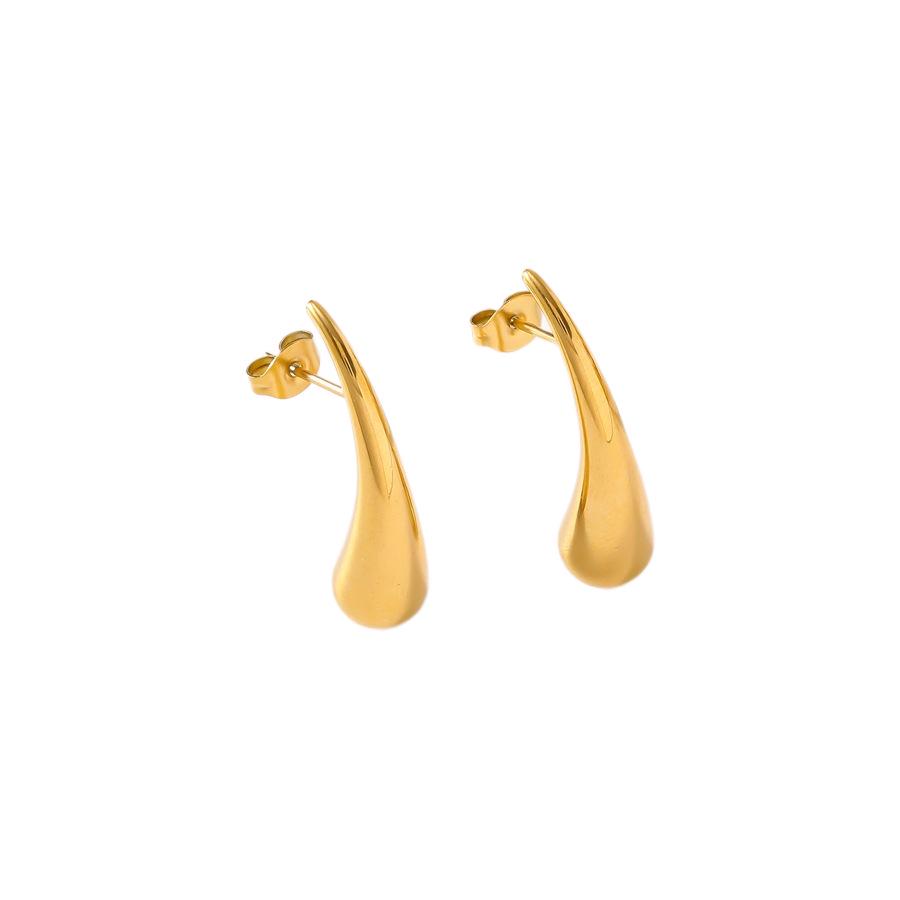 Golden Teardrop Titanium Steel Earrings: Elegant, Light Luxury for Women, Versatile Fashion Statement, Simple and Stylish Ear Cuff.