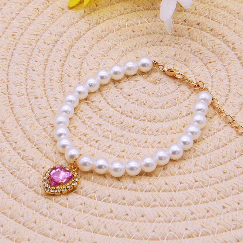 1pc Cat Beaded Necklace Cute Highly Attractive Rhinestone-Studded Dog&Cat Collar Decorative Item For Photo-Shooting Necklace Resistant To Cat Bites