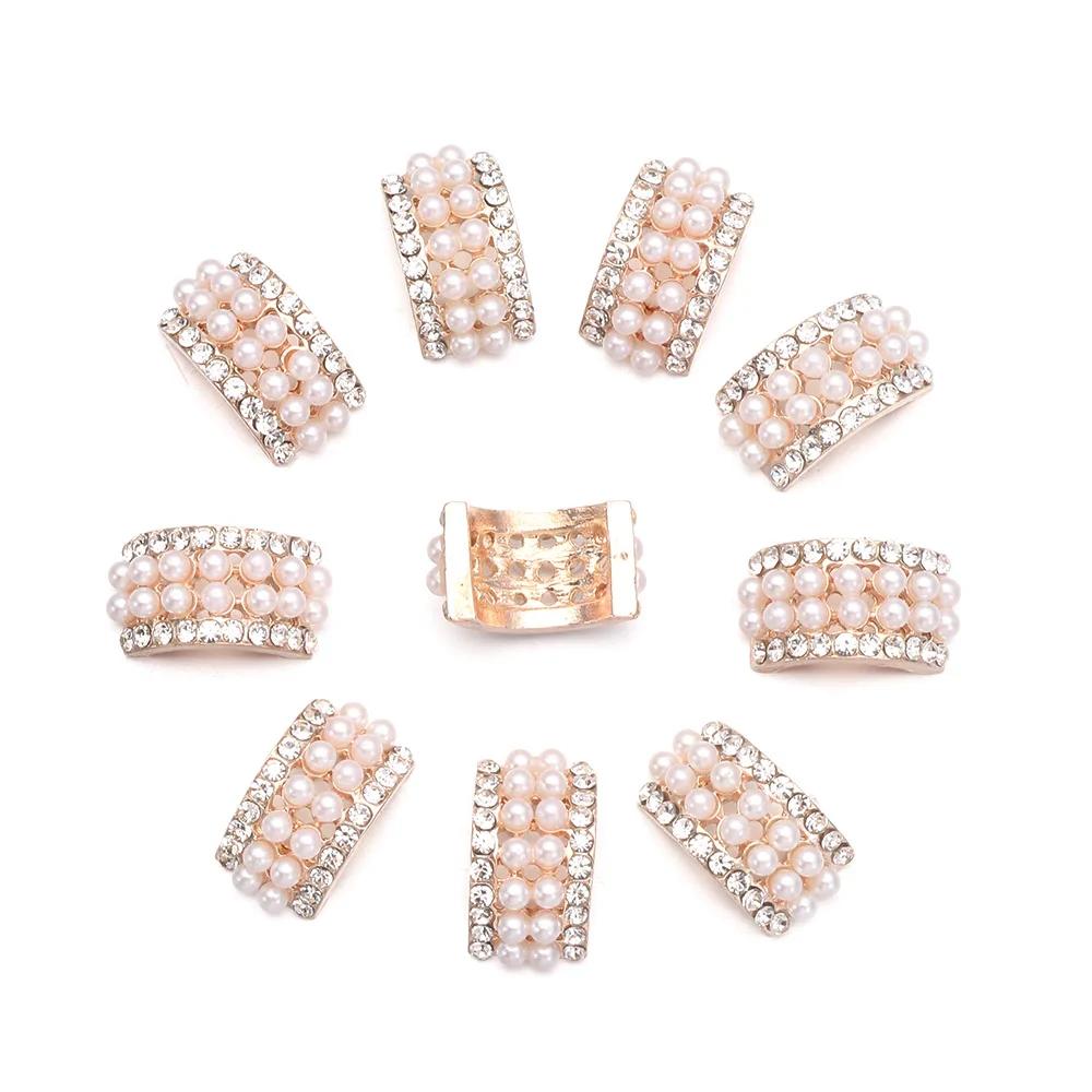 10pcs DIY Crafts Flower Rhinestones Buttons Pearl Button Wedding Decoration Diy Alloy Cryustal Bow Accessories Sewing Button