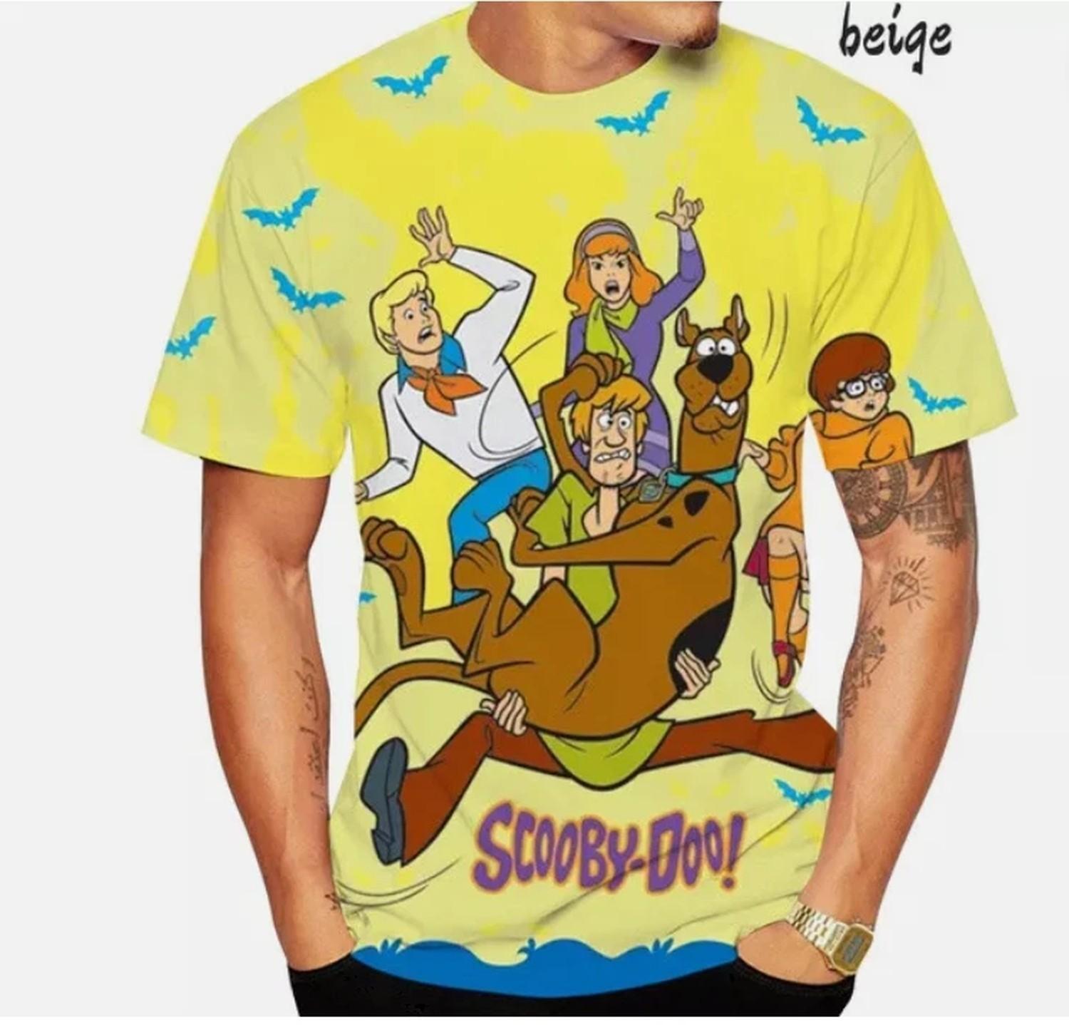 Panic Scooby Doo Friends Running Away Horror Halloween 3D T-SHIRT BEST PRICE L