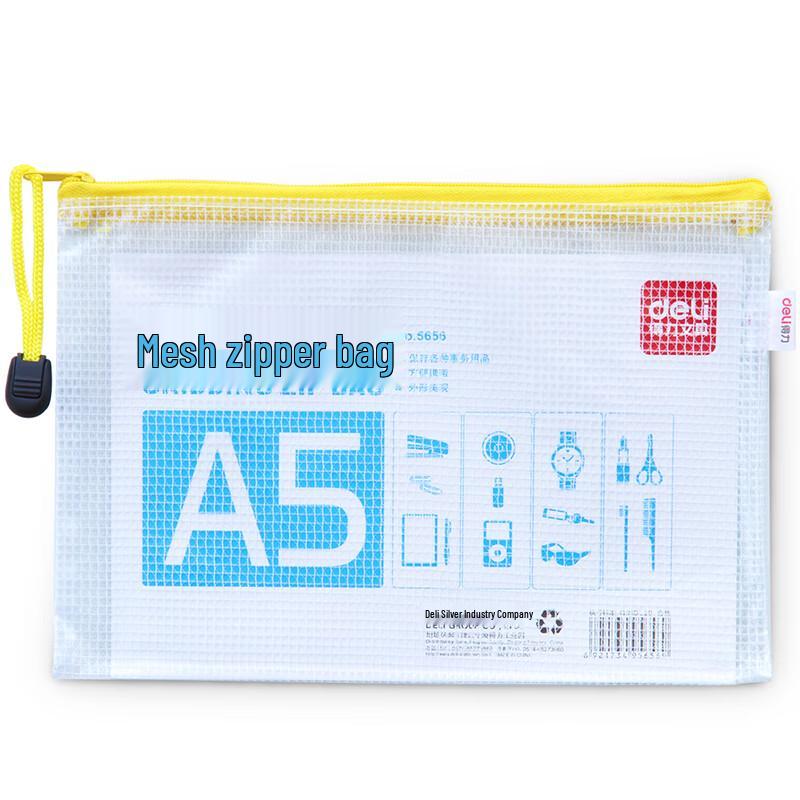 Deli 5656 A5 Mesh Zipper Document Bag