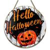 Round Pumpkin Head Art Decoration 2D Wreath Sign Door Decor Hanging Pendant  Garden