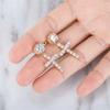 Jianjie Light Luxury Men's Brilliant Zircon Cross Hoop Pendant Earrings Charming Delicate Banquet New Jewelry Trend Tide