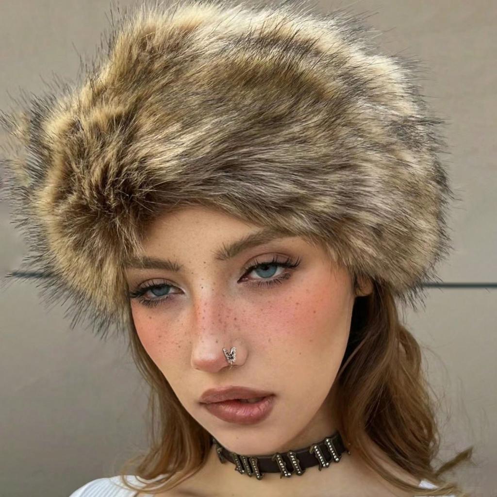 Winter Thick Fox Fur Earmuffs Headband Hatless Headwrap Scarf Warm Fashion Accessory for Women