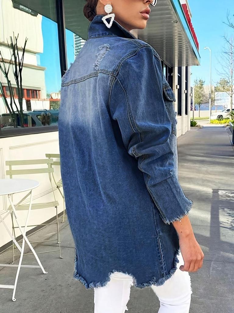 2026 New Arrival Women's Turn-Down Collar Denim Jacket, Single-Breasted Casual Coat - European & American Style