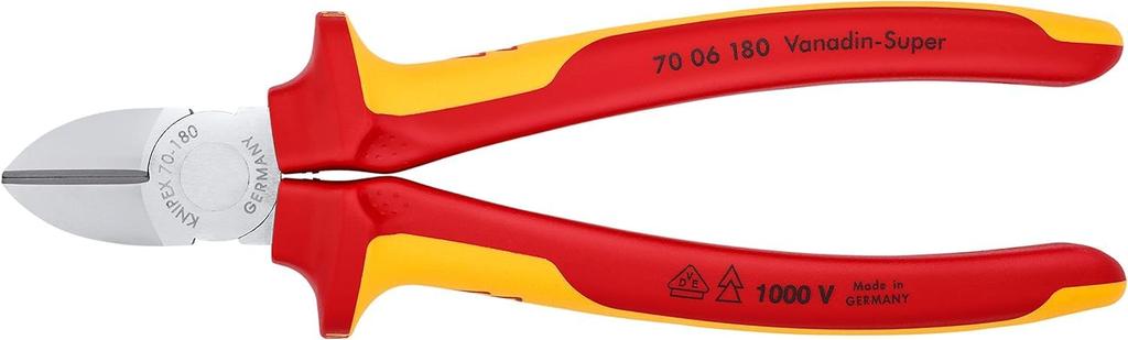 KNIPEX Insulated 1000V Electrician's Nippers, 180mm, 7006180