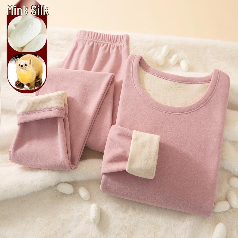 Mink Velvet Cashmere Silk Thermal Underwear Set for Men & Women - Autumn/Winter