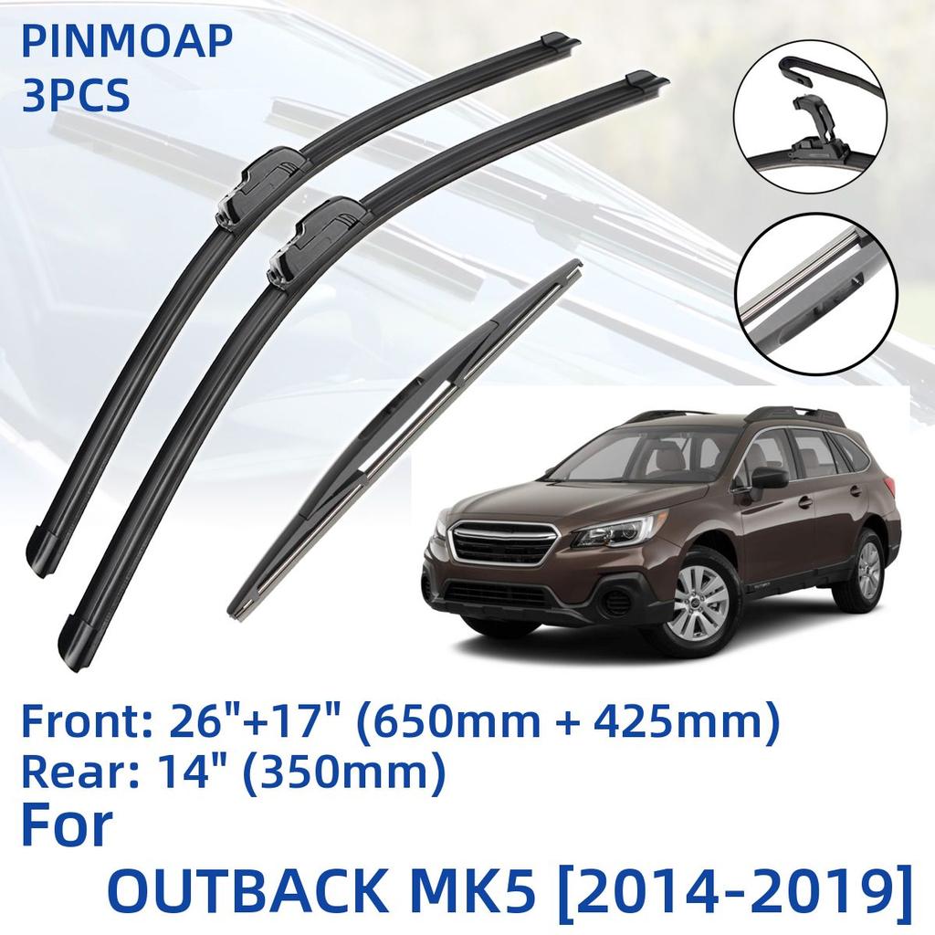 3 sztuk dla Subaru OUTBACK MK5 2014-2019 26 "17" 14 "przednie tylne pióra wycieraczek szyba przednia szyba przednia nóż do okien akcesoria2014 2015 2016 2017 2018 2019