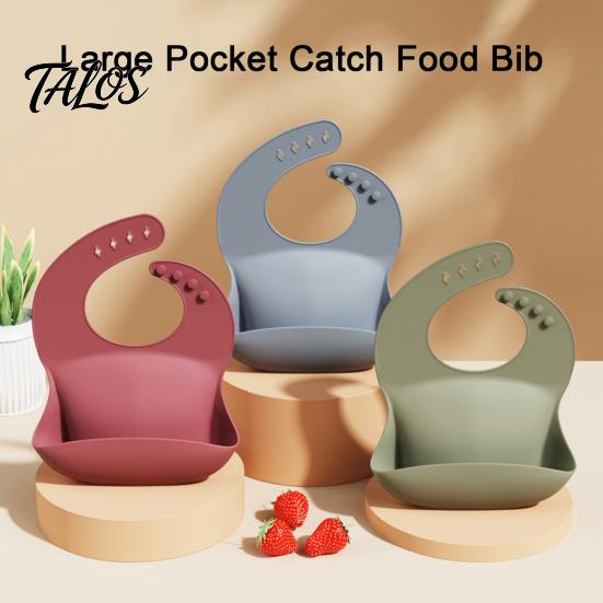 Easy Clean Toddler Bibs Silicone Baby Bib, Waterproof Soft Adjustable Feeding Durable Large Pocket Food Catch Bib for Babies And Toddlers Comfortable