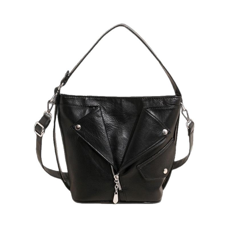 Fashionable High-end Pu Crossbody Bag Black Rivet Zipper Large Capacity Handbag Commute Travel Versatile Motorcycle Shoulder Bag чёрный