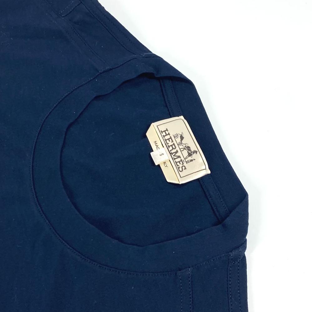 HERMES pocket apparel tops short sleeves Short sleeve T-shirt cotton Navy
