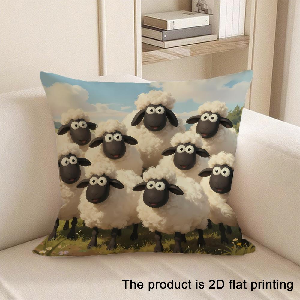 1pc Cute Animal Pattern 2D Flat Printing Pillowcases Sofa cushion cover home bedroom room decoration