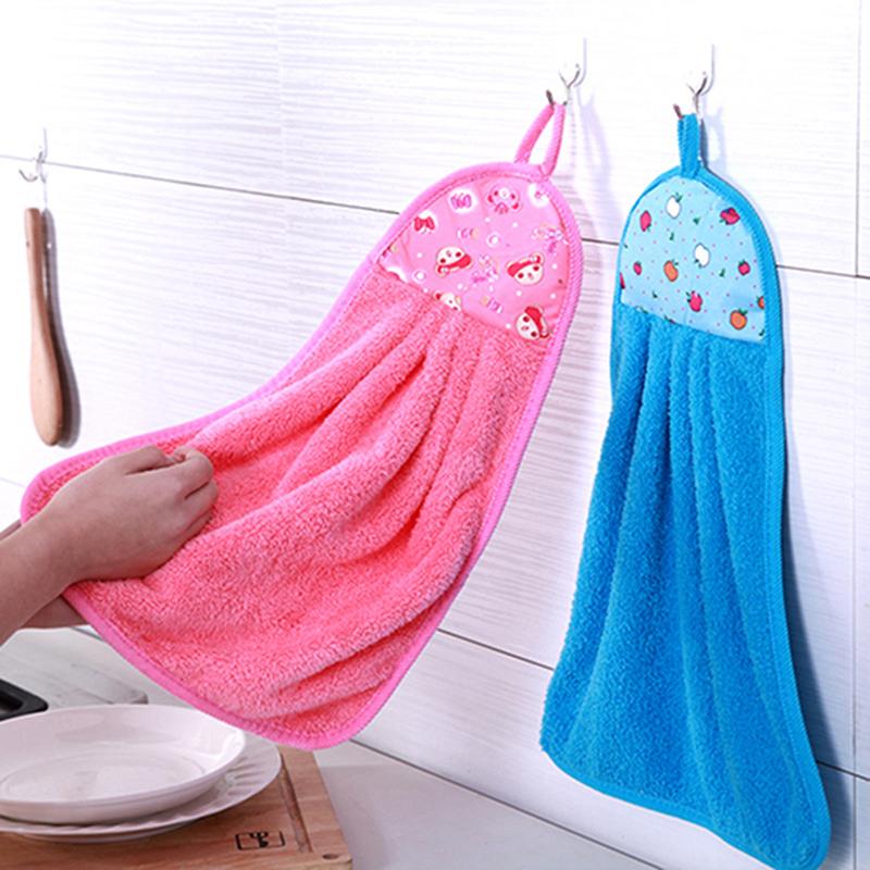 Coral Fleece Bathroom Supplies Soft Hand Towel Absorbent Cloth Rag Hanging Cloth Cleaning Supplies Kitchen Accessories