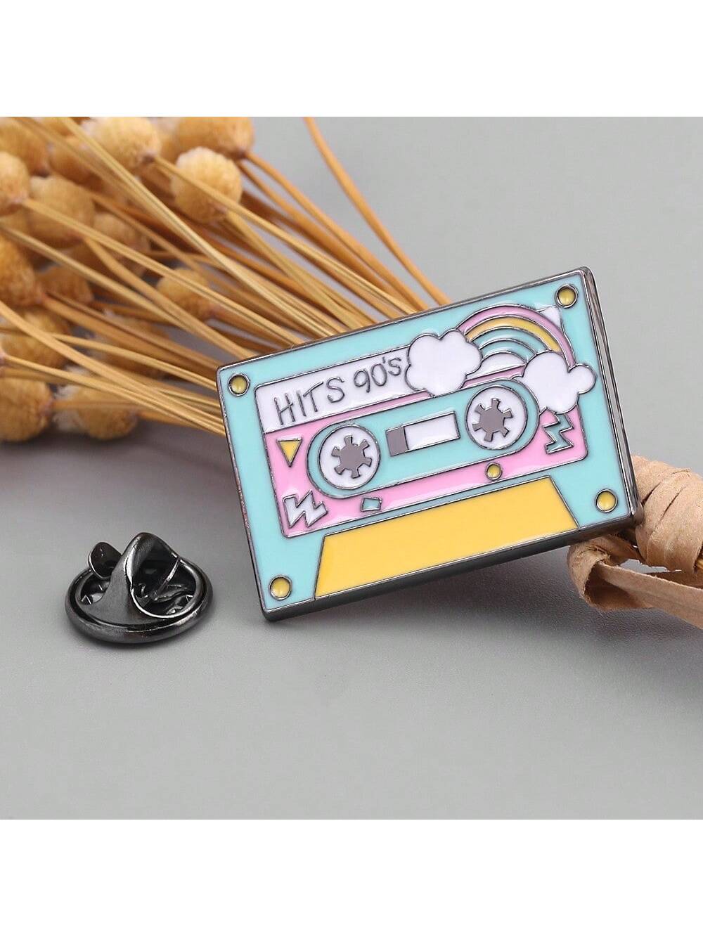 

1pc Trendy Enamel Cassette Tape Brooch for Dress and Backpack - Creative and Colorful Pin Accessory Gift