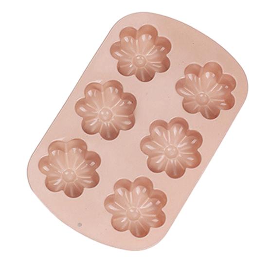 6-Cavity Flower Silicone Mold Non-stick Food Grade Easy Release DIY Candy Pudding Chocolate Fondant Cookies Jelly Baking Mold