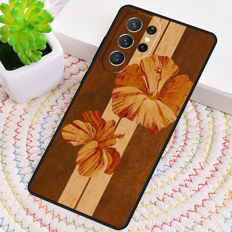 Hawaiian Faux Wood Surfboard Silicone Phone Case For Samsung Galaxy Note 10 Pro S26 S25 S24 S23 S22 S21 Plus S25Ultra Capa Cover