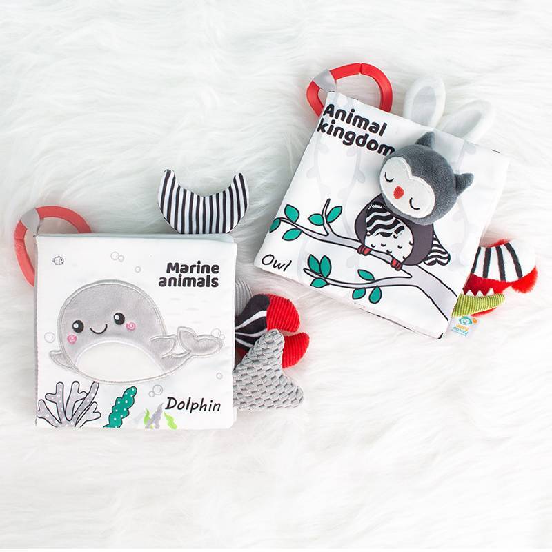 Baby Cloth Book With Black White Pages For Visual And Tactile Development