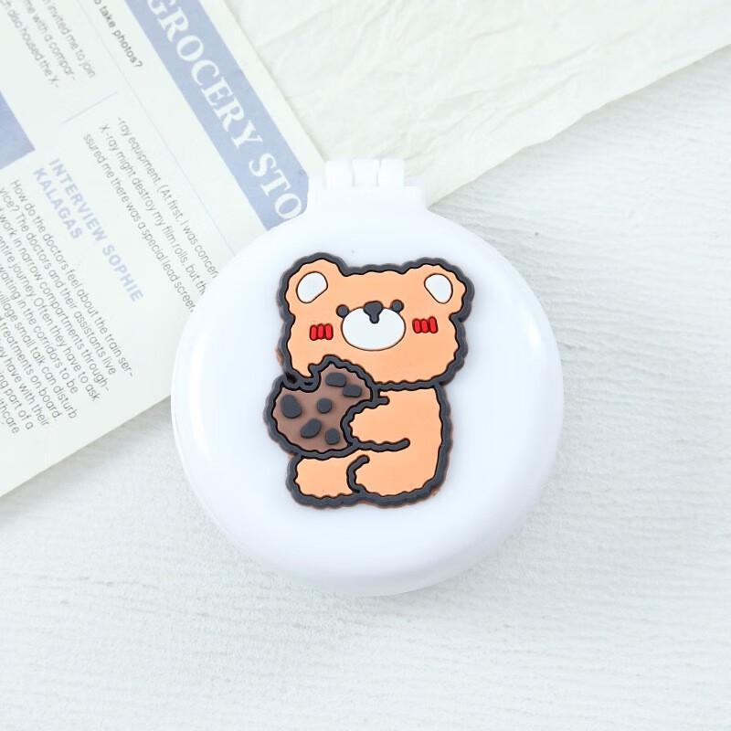 Sinle Mini Folding Air Cushion Comb with Mirror, Cartoon Bear Design (5-Pack)