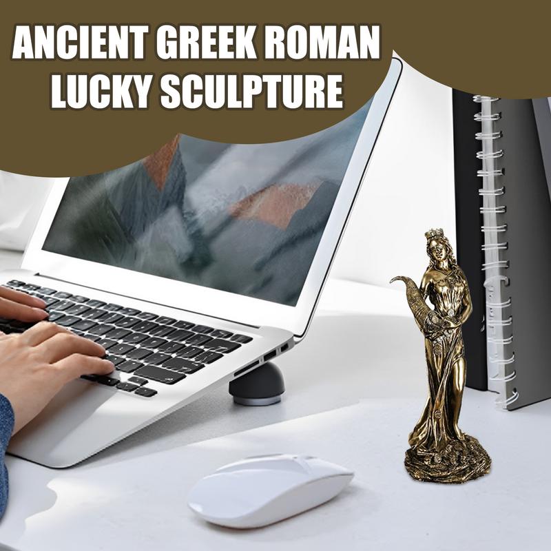 Goddess Fortune Statue Resin Miniature Greek Luck Lady Statue Good Fortune Sculpture Exquisite Home Interior Ornament for