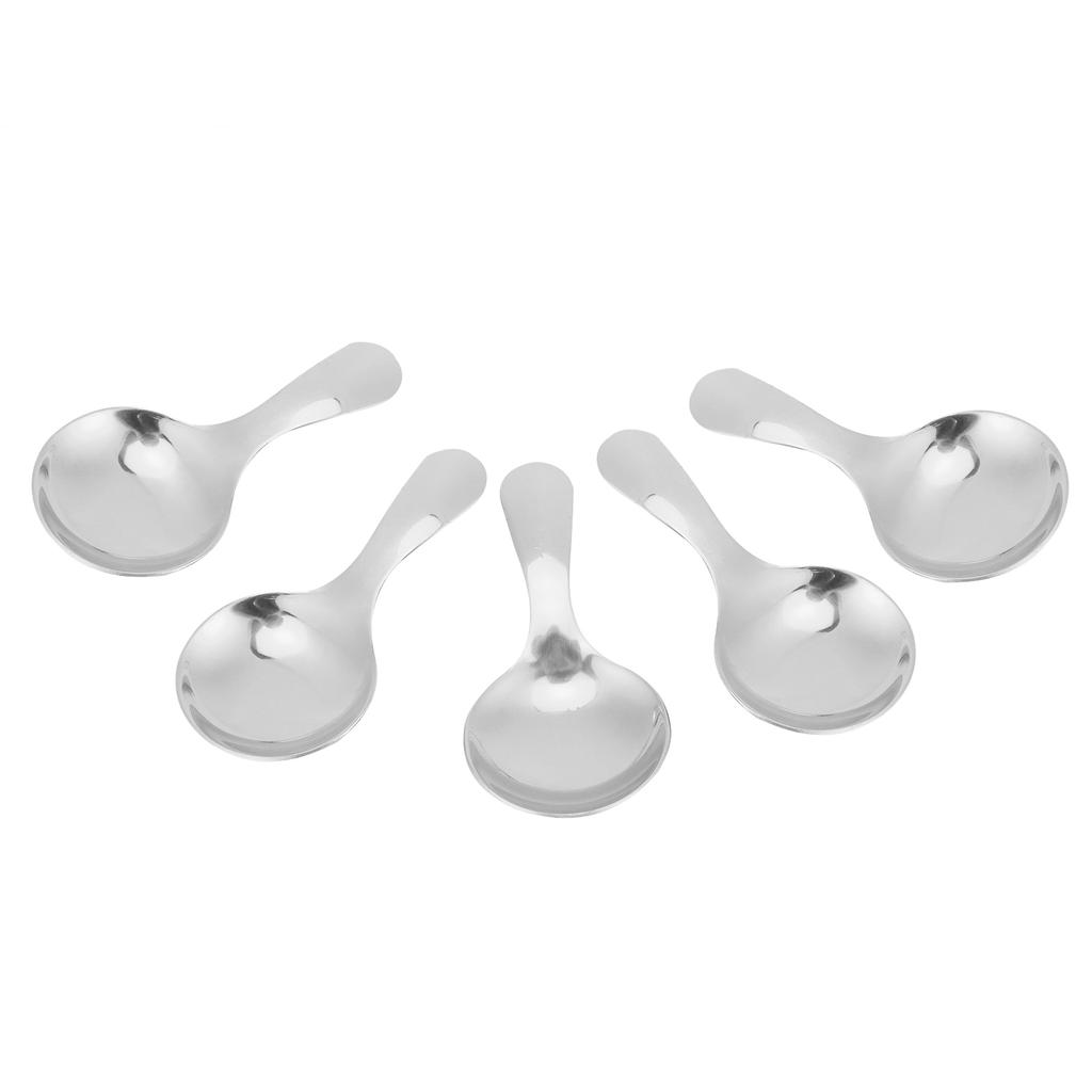 5Pcs 304 Stainless Steel Ice Cream Scoop Tea Dessert Spoon Cream Kitchen UtensilsSilver