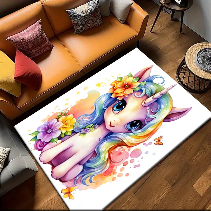 1pc Unicorn Carpet Rug for Living Room Bedroom Home Sofa Decoration,Kids play Non-slip Floor Mat