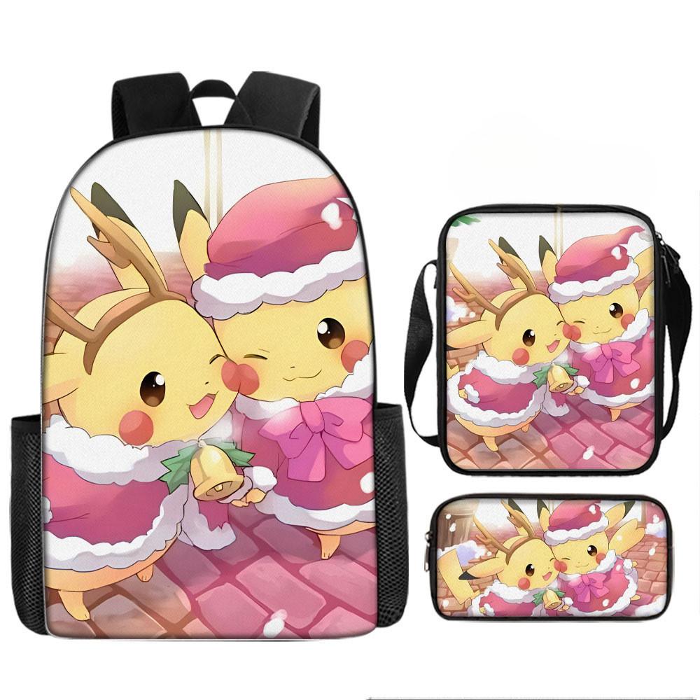 Cartoon Pokémon Printed Backpack Children Schoolbag Shoulder Bag Pencil Bag