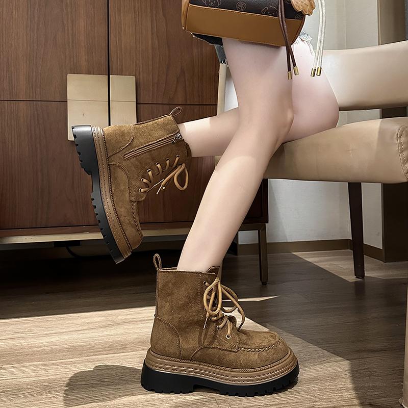 Fashion Work Boots Men's Autumn and Winter Genuine Leather High Top Board Shoes Men Casual Suede Leather Mens Boots Retro Frosted Botas